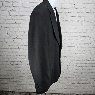 Towncraft Black Worsted Wool Blend 2 Button Vented Notch Blazer Sport Coat 46L