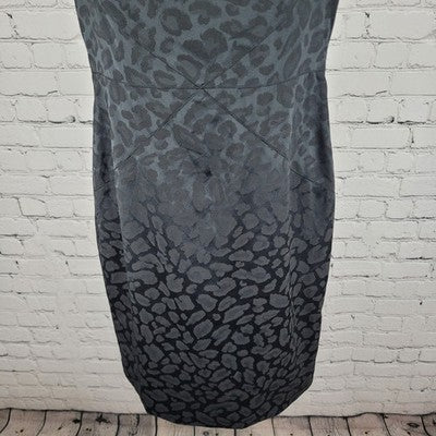 Jay Godfrey Black Leopard Sleeveless Stretch Lined Slit Knee Length Dress 10