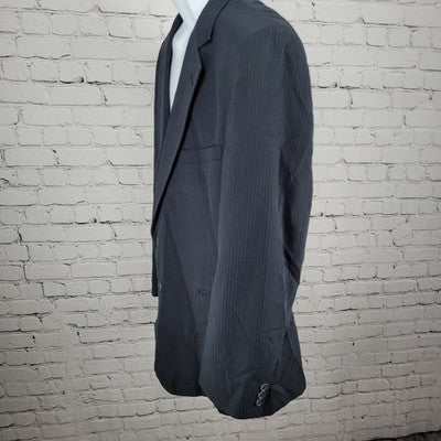 VTG Beall Park Navy Pinstriped 2 Button Vented Notch Blazer Sport Coat USA 42