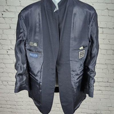VTG Ralph Ralph Lauren Navy 100% Wool 2 Button Notch Blazer Sport Coat 42R