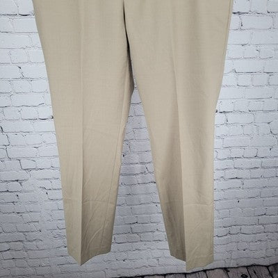 Louis Raphael Luxe Tan Wool Blend Stretch Slim Fit Flat Front Pants Size 35x30