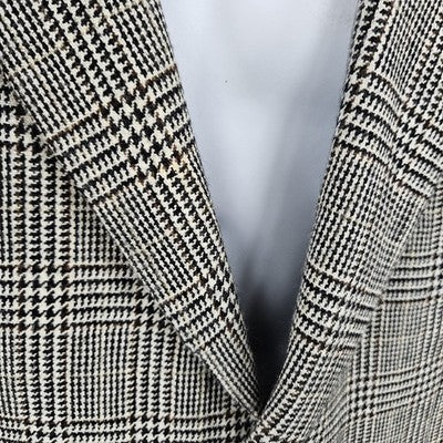 Jos A Bank Black Ivory Wool Cashmere Check 2 Button Notch Blazer Sport Coat 42S
