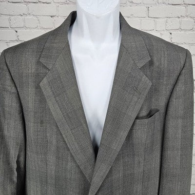 VTG Hart Schaffner Marx Grey Wool Blend Viracle Notch Blazer Sport Coat USA 44R