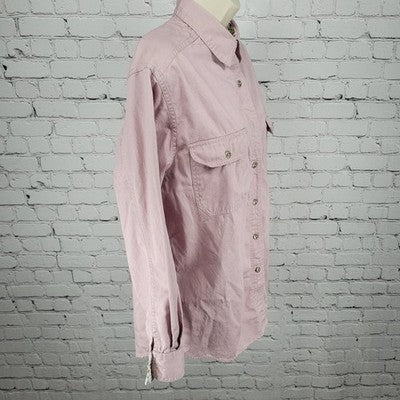 High Sierra Pink 100% Cotton Button Up Long Sleeve Shirt Size Medium M
