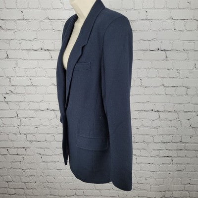 VTG Liz Sport Claiborne Navy Wool Button Notch Lined Blazer Suit Jacket Size 6P
