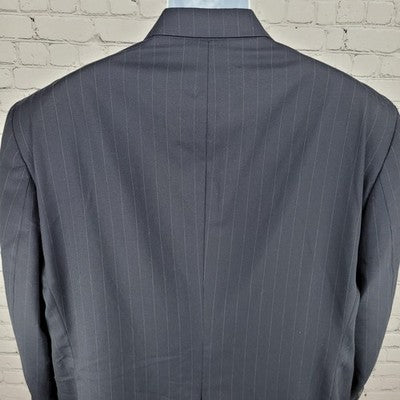 Chaps Ralph Lauren Dark Navy 100% Wool Pinstriped Blazer Sport Coat Sizw 48L
