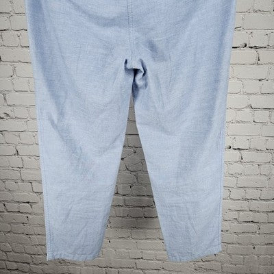 Talbots Blue Relaxed Chambray 100% Cotton Mid Rise Tapered Pants 4P (31x26)