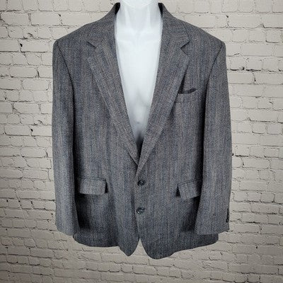 VTG Haggar Imperial Blue Herringbone Gentleman's Fit Blazer USA Made Size 44