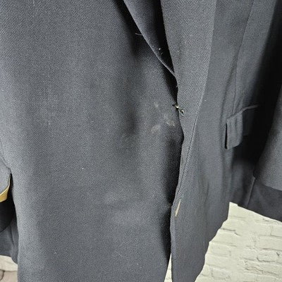 VTG Hickey Freeman Navy 2 Button Double Vented Notch Blazer Sport Coat USA 50S