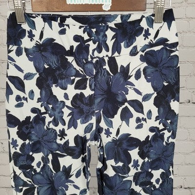 Joseph Ribkoff Blue Floral Lightweight Stretch Mid Rise Pants Size 8 (26x36)
