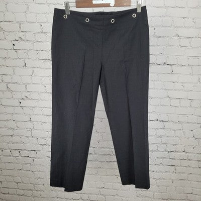 J. McLaughlin Black Cotton Grommet Mid Rise Cropped Pants USA Made 8 (30x25)