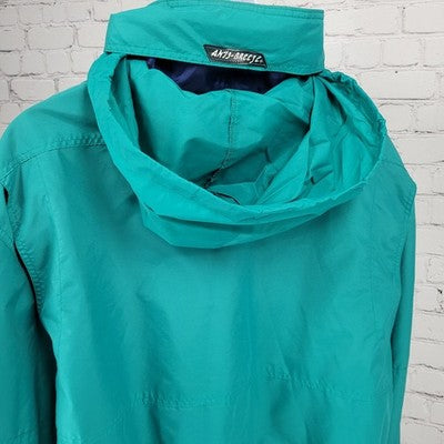 VTG McGregor Green Blue Anti Breeze Hideable Hood Zip Windbreaker Jacket 3X