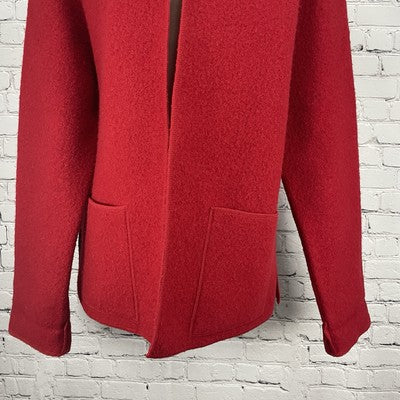 Harve Benard Red Open Classic Collared Pockets Unlined Jacket Size Large L