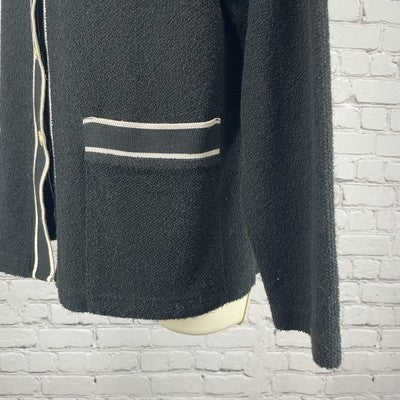C.D. Petites Black Gold Buttoned Lightweight Sweater Cardigan Size Large L