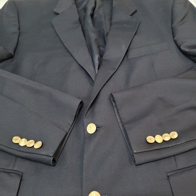 Jos A Bank Black 100% Wool Signature Collection Gold Button Blazer Size 41R