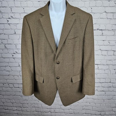 Izod Brown Houndstooth 2 Button Double Vented Notch Blazer Sport Coat 42R