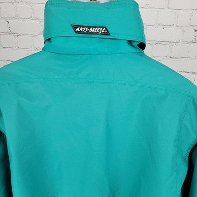 VTG McGregor Green Blue Anti Breeze Hideable Hood Zip Windbreaker Jacket 3X