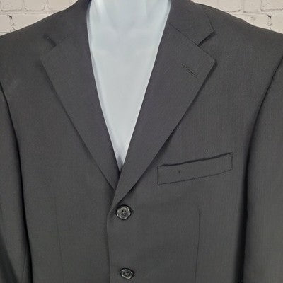 Paulo Solari Black 100% Wool Athletic Fit Full Suit Set Jacket 40L Pants 32x31