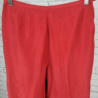 VTG Bice Red Silk High Rise Lined Lightweight Zip Closure Pants Size 10 (27x28)
