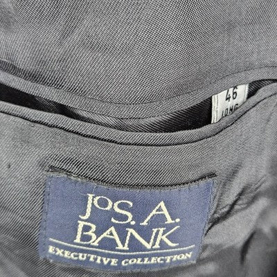 Jos A Bank Grey 100% Wool Executive Pinstriped 2 Button Blazer Sport Coat 46L