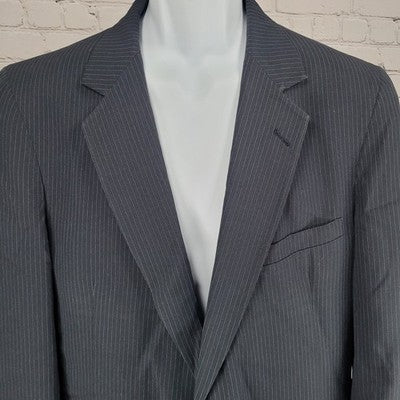 VTG Beall Park Navy Pinstriped 2 Button Vented Notch Blazer Sport Coat USA 42