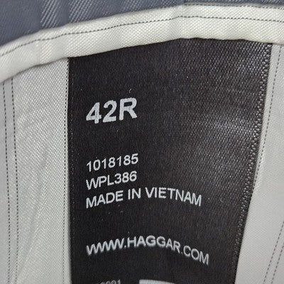 Haggar Black Slim Fit Travel Performance 2 Button Vented Blazer Sport Coat 42R