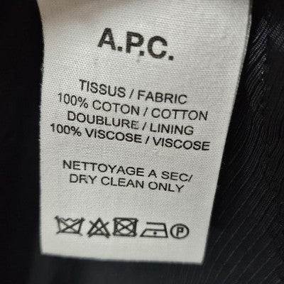 A.P.C. Rue Madame Paris Navy 100% Cotton Twill Button Lined Long Coat XS *bleach