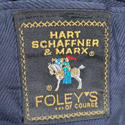 Hart Schaffner & Marx Navy Check 2 Button Vented Notch Blazer Sport Coat Size 44