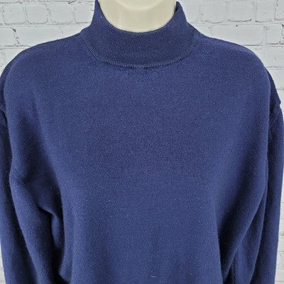 Tricots St Raphael Navy Merino Wool Silk Cashmere Sweater Italy Made Size XL