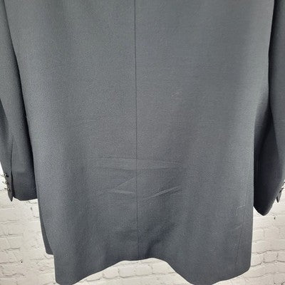 VTG Jos A Bank Black 100% Wool 3 Button Ventless Notch Blazer Sport Coat 46R