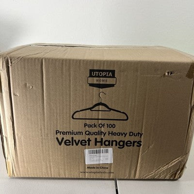 New Utopia Home Black Non Slip Velvet Hangers Tie Bar 100 Pack Box
