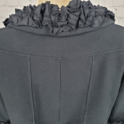 Nick & Mo Nordstrom Black Buttoned Ruffle 3/4 Sleeve Stretch Jacket Large L