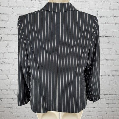 Austin Reed Black Striped 100% Worsted Wool Peak Blazer Jacket USA Petite 4P