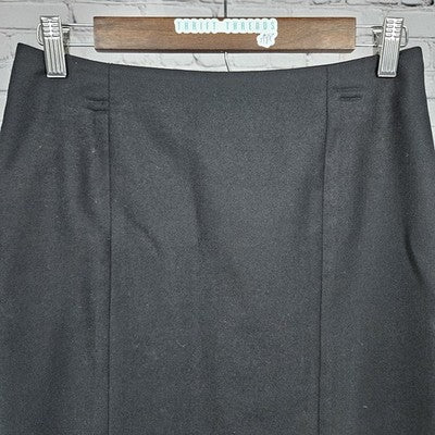 VTG Mikai Jerry Shabo Black Wool Back Slit Lined Pencil Straight Midi Skirt US 6