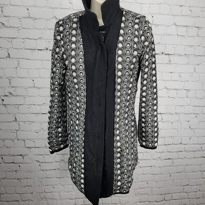 Tulle Anthropologie Black Wool Blend Buttoned Collared Coat Small S