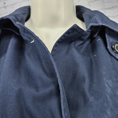 VTG F.S.L Collection Navy Belted Hood Removable Bodywarmer Liner Trench Coat 8P