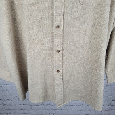 Alaska 1959 Wilderness Gear Beige Cotton Lightweight Flannel Herringbone Top XXL