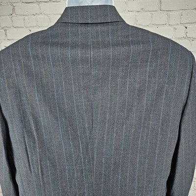 Austin Reed Navy 100% Wool Pinstriped 2 Button Notch Blazer Sport Coat USA 41L