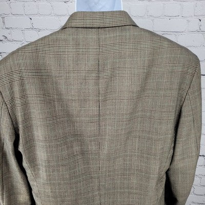 Holbrook Tan Houndstooth 2 Button Ventless Notch Blazer Sport Coat Size 42XL