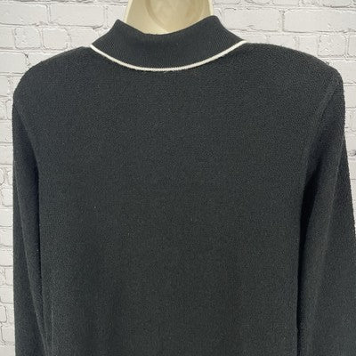 C.D. Petites Black Gold Buttoned Lightweight Sweater Cardigan Size Large L