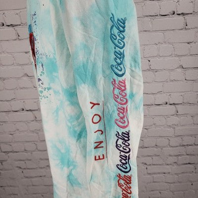VTG Coca Cola Blue Tie Dye Crew Neck Embroidered Long Sleeve Shirt Medium M