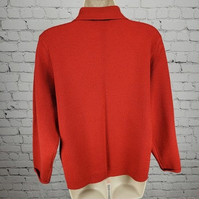 VTG Appleseed's Red Button Up Long Sleeve Cardigan Sweater Size Large L
