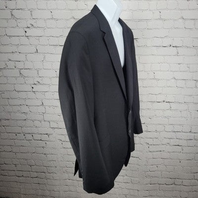 Kenneth Cole Black 100% Wool 2 Button Double Vented Notch Blazer Sport Coat 48L