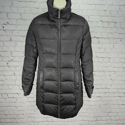 Kenneth Cole Black Down Feathers Insulated Zip Puffer Jacket Coat Parka Small S