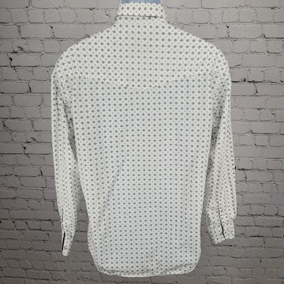 Rafter C White Black Cowboy Collection Pearl Snap Long Sleeve Shirt Medium M