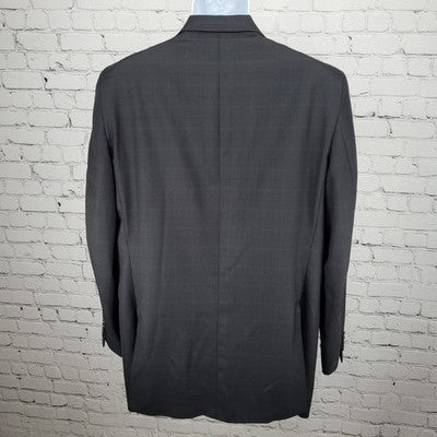 Royal Classic Black Purple Pinstriped 2 Button Notch Blazer Sport Coat USA 45L