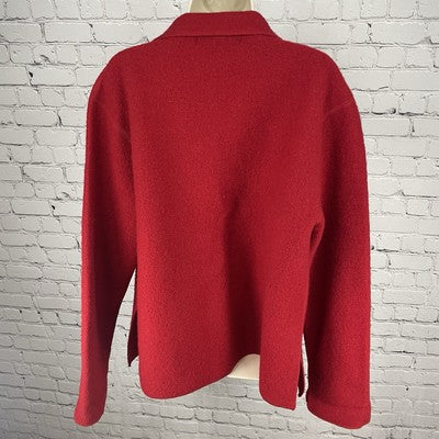 Harve Benard Red Open Classic Collared Pockets Unlined Jacket Size Large L