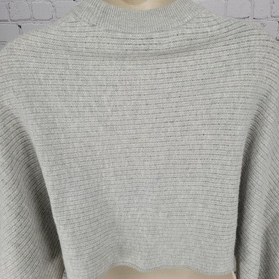 Wilfred Free Grey Wool Linen Blend Knit Crop Dolman Long Sleeve Sweater Small S