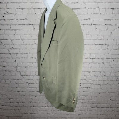 Haggar Gentleman's Closet Green Gray 2 Button Vented Notch Blazer Sport Coat 46