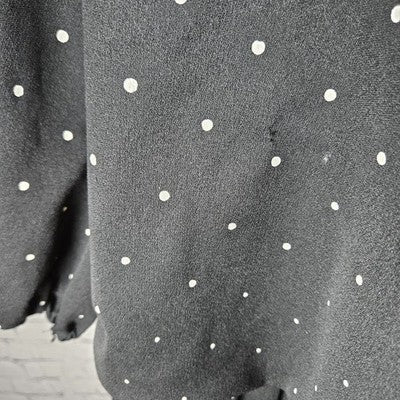 Jenny Black Polka Dot Puff 3/4 Sleeve Unlined Stretch Blouson Midi Dress USA 3X